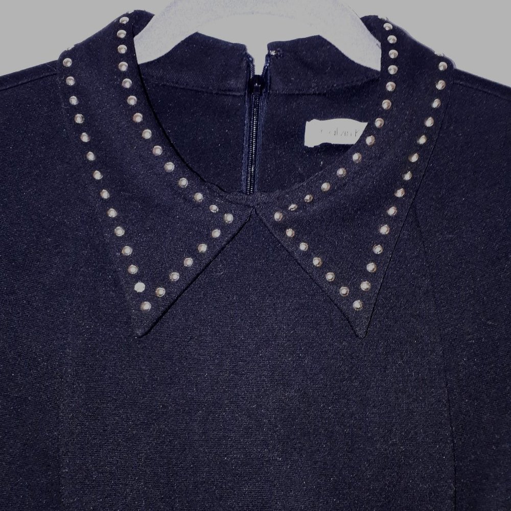 Black Calvin Klein sheath dress with studded collar, size 6